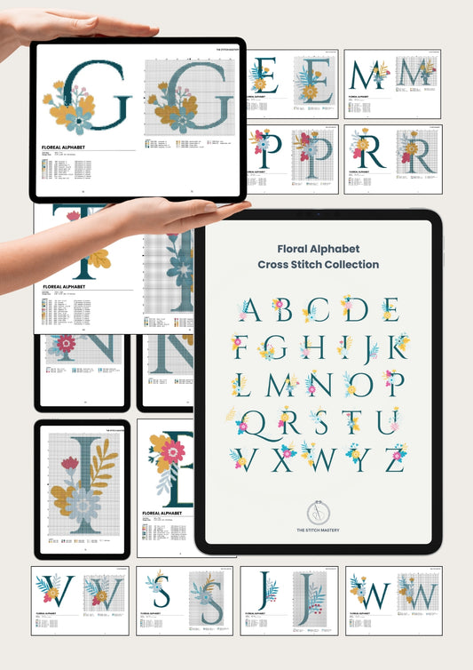 Floral Alphabet Cross Stitch Patterns – Monogram PDF Collection - Perfect Bundle Add-On