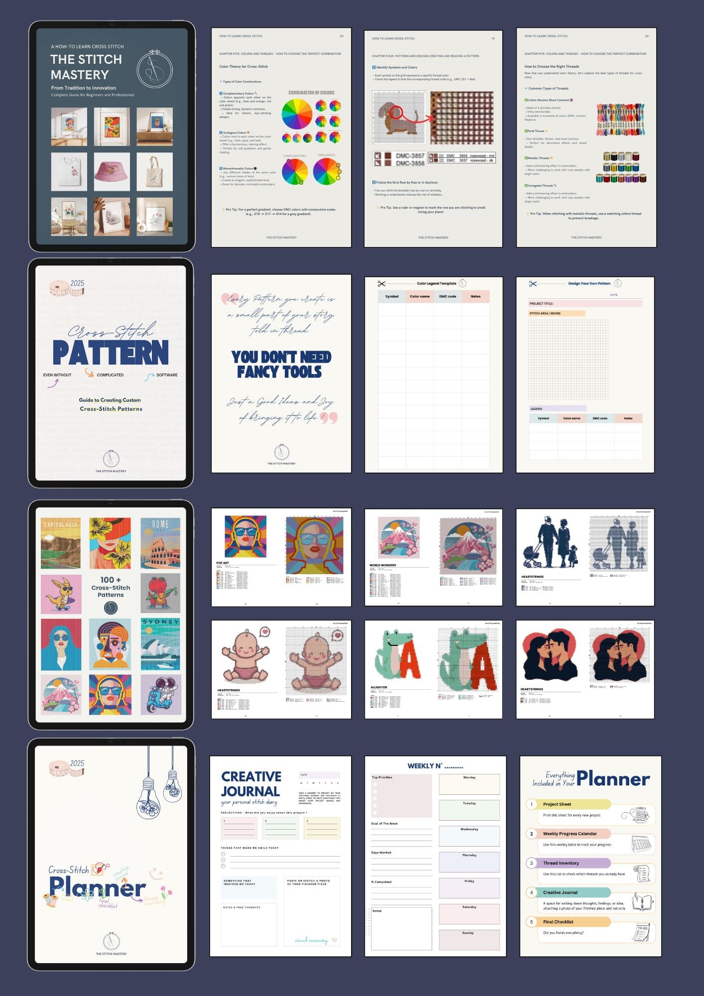 Ultimate Cross-Stitch Bundle: 100+ Digital Patterns, Guides & Tools for All Skill Levels (Instant Download)